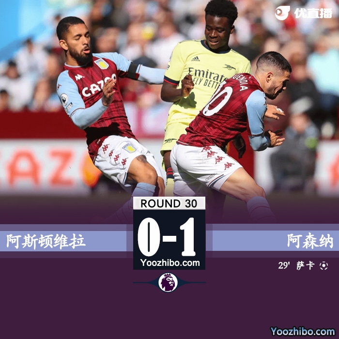 阿森纳客场1-0击败阿斯顿维拉