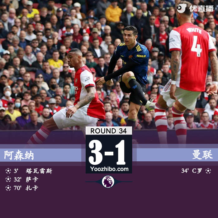 阿森纳3-1曼联