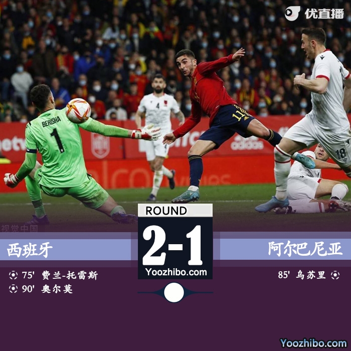 西班牙主场2-1险胜阿尔巴尼亚