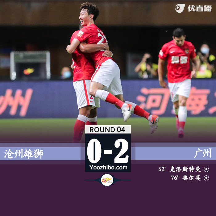 广州队2-0沧州雄狮 高准翼世界波杨立瑜凌空弹射