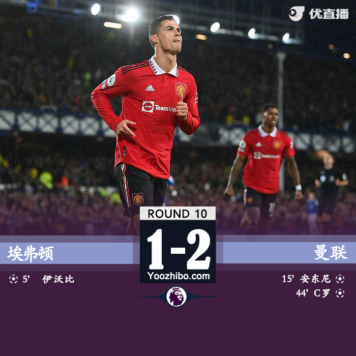 曼联客场2-1逆转埃弗顿